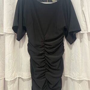 Taylor Black Ruched Midi Dress